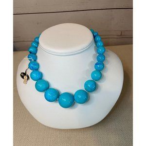 Vintage Marbled Blue Beaded Necklace